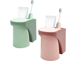 Toothbrushhouder - Tandborstelhouder - Geen boren - Magnetische beker - Plastic voor gezinnen en koppels