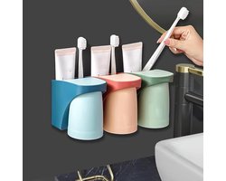 Toothcup Houder Set zonder Boren - 3 Kleurige Tandbeker Houder voor Badkamer