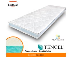Topdekmatras Tencel  Flip Topper - twee hardheden - Duo - Topper 180x210cm - Traagschuim/ Koudschuim Hybride - 12cm dik - Orthopedisch