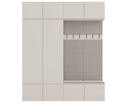 Topeshop HAGA - Halgarderobe - Modulair systeem - Met 2 kasten en 2 zitbanken - Kleur kasjmier