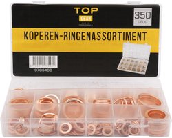 Topgear Koperen ringenset - 350-delig - Diverse maten - Handige opbergdoos
