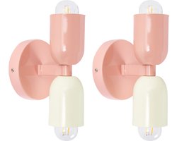 TOPI - Wandlampen set van 2 - Pastelroze - Metaal