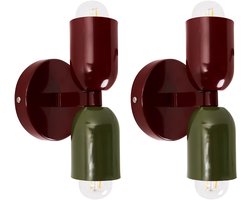 TOPI - Wandlampen set van 2 - Rood/Groen - Metaal