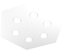 Toplight Hexagonale plafondlamp Hexagon 6 lampen max 9W met GX53 fitting, witte structuur, modern design 60x69x3cm