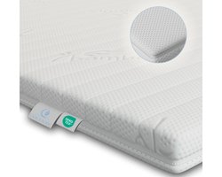 Topmatras - 180x200 - ANTI SLIP Topper - PREMIUM BAMBOO Tijk - Afritsbaar / Wasbaar - HR Koudschuim - 8cm - Orthopedisch - Anti-allergisch - Medium - Hybrid - Topdekmatras - Topper Hotel XL - Anti Bacterieel - Okoetex gecertificeerd