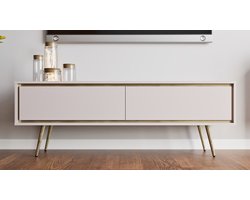 TORI TV-meubel - Zachtsluitend systeem - Metalen poten - Push to open - Planken - Gasaandrijvingen - Kasjmier - 150 cm