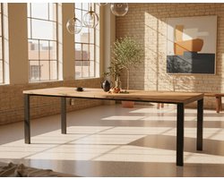 Torino Extendable Dining Table – Golden Oak & Black – 12 Person – Wood with Veneer – 80–265 cm – Modern Industrial Style – Sturdy & Easy to Assemble Industrial home