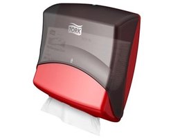 Tork Gevouwen Reinigingsdoek Dispenser Rood en Zwart W4, Wandmontage (654008)