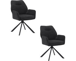 Toronto Eetkamerstoel Set van 2 - Grijs - Draaibaar onderstel - Moderne luxe