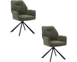 Toronto Eetkamerstoel Set van 2 - Groen - Draaibaar onderstel - Moderne luxe
