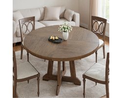 Toscana Ronde Eettafel 120 cm - Landelijke Houten Eetkamertafel voor 4-6 personen - Massief Design met Kruispoot - Bruin Casa Serena