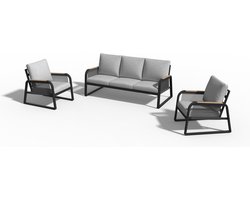 Toscane tuinbank met stoelen - zwart