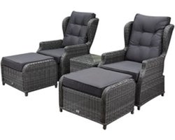 Toscane XL lounge balkonset verstelbaar 5-delig antraciet