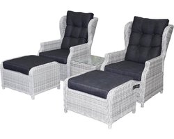 Toscane XL lounge balkonset verstelbaar 5-delig wit grijs