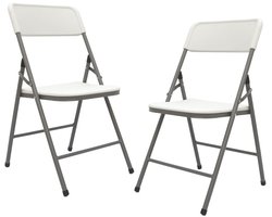 Tot 150kg: 2 Draagbare Klapstoelen van Kunststof - Opvouwbare Kunststof Stoelen - Tuinstoelen Wit