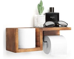 Toti - Wc Rolhouder - met plankje - reserverolhouder - Hout - Zonder boren - reserverolhouder