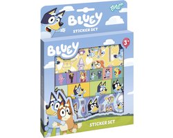 Totum Bluey stickers met speelachtergrond - junior stickerset universele stickers - 3 vellen en speeldecor creatief speelgoed meisjes en jongens