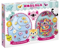 Totum Koalala 2 in 1 knutselset 2 activiteiten : bedelarmbandjes maken en koala kussen 20 x 21 cm regenboogkleuren