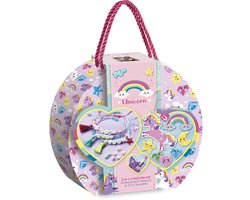 Totum unicorn knutselkoffertje 2 in 1 letter armbandjes maken en diamond paint magneten - 250 delige knutselset speelgoed meisjes, knutselen cadeau tip