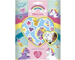 Totum Unicorn Raamstickers verplaatsbare stickers eenhoorn | 45 stuks niet permanent voor thuis en op reis | speelgoed junior vanaf 3 jaar