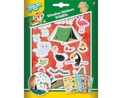 Totum wildlife raamstickers wilde dieren - jungle dierentuin - educatief speelgoed junior vanaf 3 jaar - verplaatsbare niet permanente stickers - stickeren thuis en onderweg