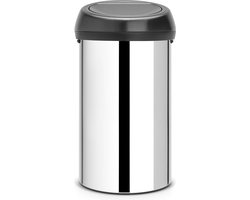 Touch Bin Prullenbak Brilliant Steel 60 Liter - HTML Content nodig pedaalemmer 50 liter
