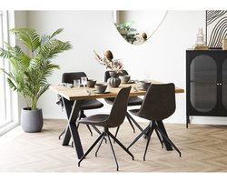 Toulon eethoek 1 eettafel eiken en 4 stoelen grijs.