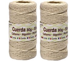 Touw - Pakket van 2x stuks - 55 meter - canvas - huishoud - hobby - bolletje touw - Klussen/Tuin/Huis