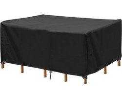 TOVBMUP 150*90*80cm Tuinmeubelhoes - Waterdichte terrasmeubelhoes - Tuintafelbeschermer - Geschikt voor picknicktafels, bankstellen en andere rechthoekige meubels - Zwart
