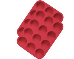 TOVBMUP 2 stuks Muffinvormen - Siliconen Muffinvormen - Cupcakevormen - Antiaanbaklaag - Gemakkelijk uit de vorm te halen - Herbruikbaar - Maakt 12 cupcakes - Rood