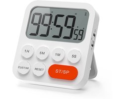 TOVBMUP Digitale keukentimer - Magnetische stopwatch - Met klok - 3 volumeniveaus - LCD-scherm - Geschikt voor koken, sporten, studeren, 2 AAA-batterijen inbegrepen Rood