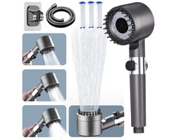 TOVBMUP Hogedrukdouchekop - Hogedrukdouche voor in de badkamer - Waterbesparende douche - 3 standen - Instelbaar - Drukverhoging - Met aan/uit-schakelaar en stopknop - Voor massage en huidverzorging