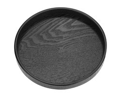 TOVBMUP Houten dienblad rond - Dienbladen - Dienblad - Sierschaal - Decoratieschaal - Decoratieve dienbladen - Design presenteerblad - Tapasplank - Serveerschaal - Kaarsenplateau - Hout - Diameter 27 cm - Zwart