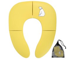 TOVBMUP Kinderwcbril - Opklapbare Toilettensitz voor Kleuters - Reis WC Sitz met Zuignap - Geschikt voor Thuis en Onderweg - Versterkt Kunststof Frame met Roestvrijstalen Scharnier - Incl. Draagtas - 34,5x29 cm Uitgeklapt, 18x15 cm Ingeklapt
