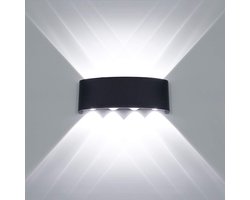 Tovbmup Moderne wandlamp - LED omhoog en omlaag wandlamp - binnen en buiten waterdichte aluminium muurring - geschikt voor badkamer, veranda, hal, woonkamer, trap, gang - 8W - wit