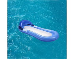 Tovbmup Opblaasbare waterhangmat - Opblaasbaar zwembadbed - Luchtzwembad - Waterhangmat - Zwembadwaterluchtligstoel - Blauw