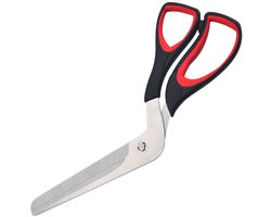 TOVBMUP Pizzaschaar - Scherp - Metalen mes van voedingskwaliteit - Zachte grip - Pizzasnijder - Multifunctionele keukenschaar - 27 cm - Zwart en rood