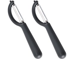TOVBMUP Schilmesje - 2-pack - Metaal - met handzaam handvat - voor aardappelen, wortelen, groenten en fruit - 16,5 x 3,5 cm - Zwart