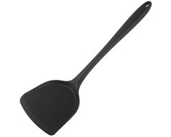 TOVBMUP Siliconen spatel - Antiaanbak kookspatel - Hittebestendige spatel - Kookspatel - Keukenhulp - Geschikt voor bakken, eieren omdraaien, vis, pannenkoeken - Zwart