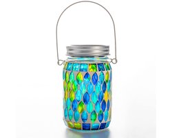 TOVBMUP Solar Mozaïeklamp Ovaal - Buiten - Aan/Uit Glazen Mozaïek Hanglamp Solar Lantaarn Tafellamp IP65 Waterdicht voor Gazons, Paden, Patio's, Terrassen, Grond, Vijver - Mozaïeklamp