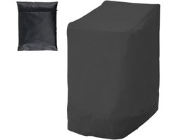 Tovbmup Stoelhoes - Tuinstoelhoes - voor 6 stapelbare stoelen - waterdicht en UV-bestendig - Tuinstoelhoes voor buiten - 114 x 85 x 65 cm - zwart