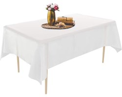 TOVBMUP Wegwerp plastic tafelkleden - Pak van 6 - 137 x 274 cm - Premium rechthoekig tuintafelkleed - Geschikt voor catering, feesten, partijen, bruiloften of thuis - Wit