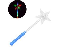 Toverstaf met licht - Toverstok - Tovenaar kostuum - Speelgoed - Verkleden - Ster - 38 cm - blauw
