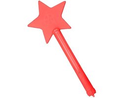 Toverstaf met licht - Toverstok - Tovenaar kostuum - Speelgoed - Verkleden - Ster - 38,5 cm - rood