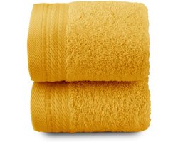 Towel Premium - grote badhanddoeken - 2 gezichts- of bidendoekjes, 30 x 50 cm, 100% katoen, 600 g, goud