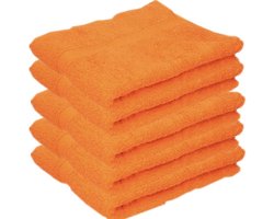 Towelcity Luxe badhanddoek - 5x - oranje - 50 x 90 cm - 550 grams - Badkamer textiel - Katoen