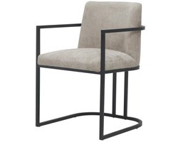 Tower Living Archi Eetkamerstoel met Armleuning – Japandi Stijl – Beige – 55x60x83 cm