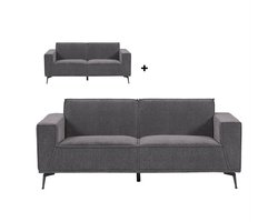 Tower Living Bank Leeds - Blauw Stof - 3 en 2,5 Zits - 220x88x81cm