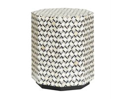 Tower Living Bijzettafel Brendola - Achthoek Wit/Zwart Bone inlay - 45x45x55cm