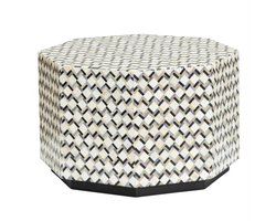 Tower Living Bijzettafel Brendola - Achthoek Wit/Zwart Bone inlay - 60x60x40cm